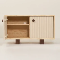 Buffet en bois massif d'hévéa et frêne naturel 120x40x70cm Heju x Nobodinoz - Nobodinoz