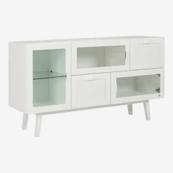 Buffet en bouleau et MDF blanc Rainbow - Hans k