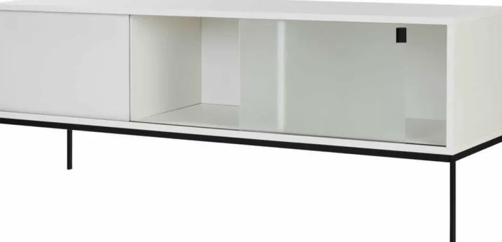Buffet en mdf et acier gris Met Media - noo.ma