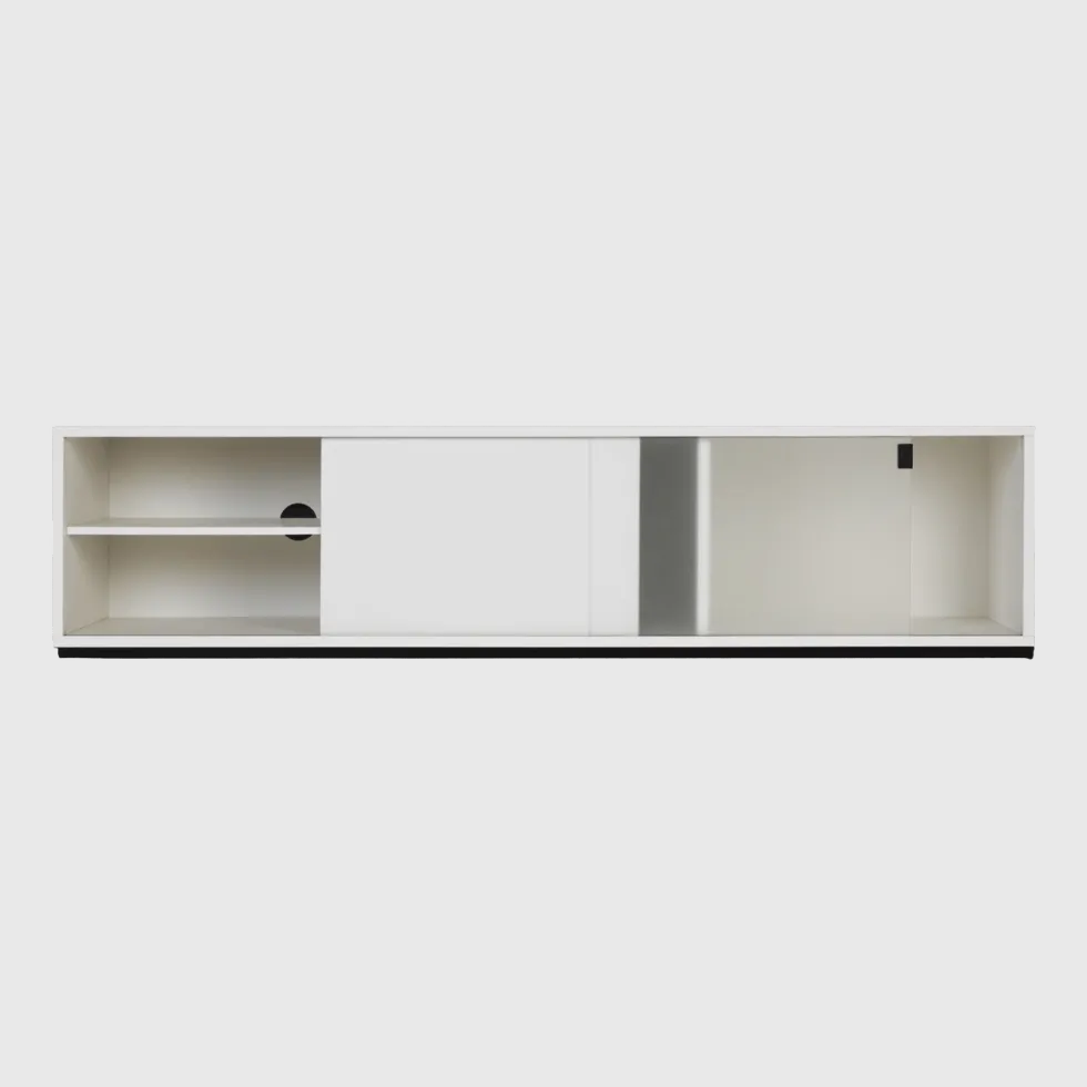 Buffet en mdf et acier gris Met Media - noo.ma