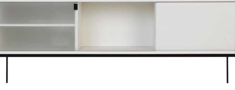 Buffet en mdf et acier gris Met Media - noo.ma