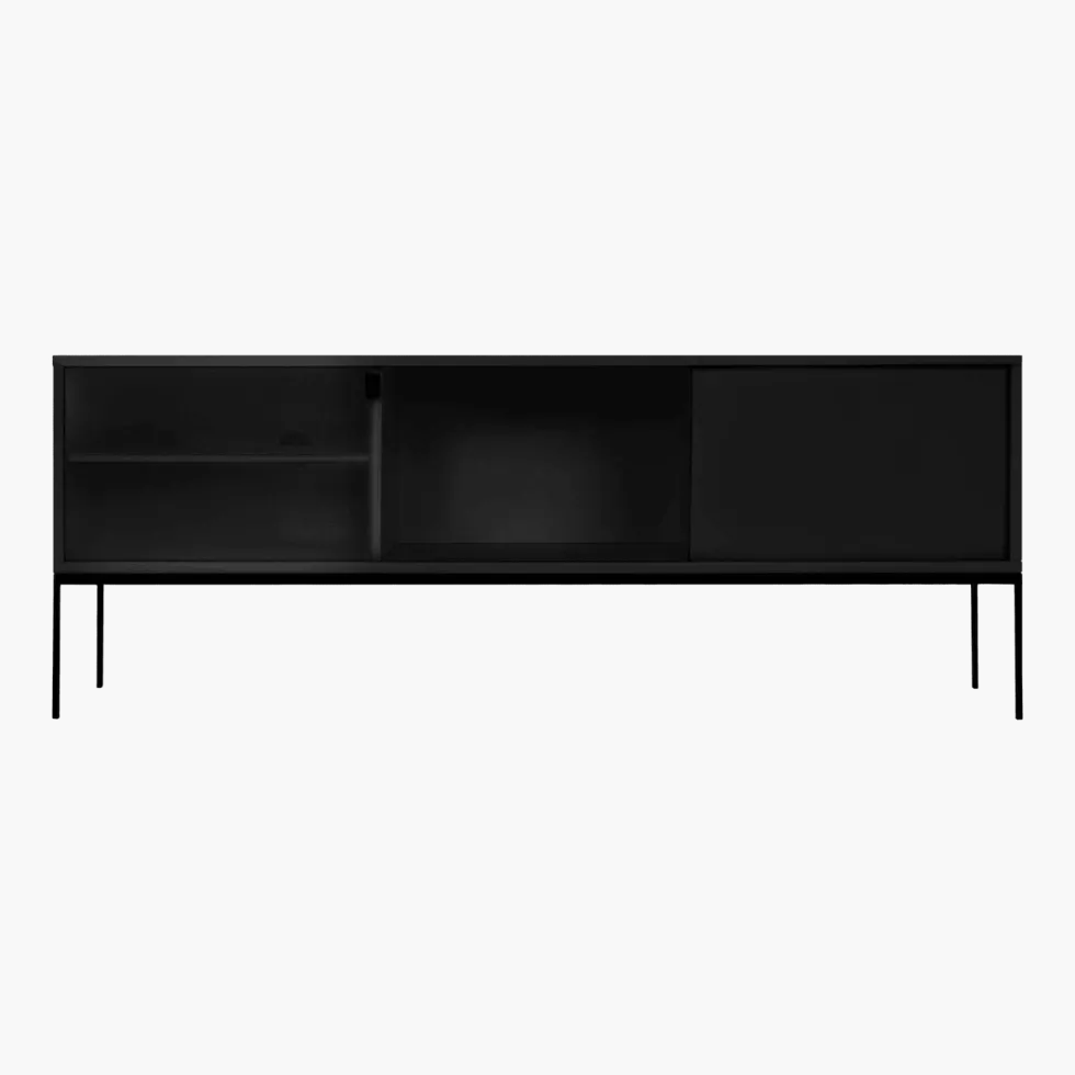 Buffet en mdf et acier noir volcanique Met Media - noo.ma