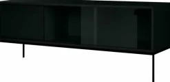 Buffet en mdf et acier noir volcanique Met Media - noo.ma