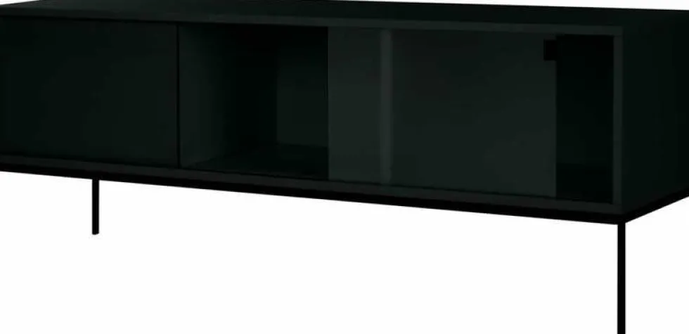 Buffet en mdf et acier noir volcanique Met Media - noo.ma