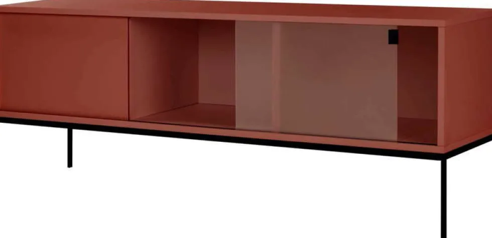 Buffet en mdf et acier terracotta Met Media - noo.ma