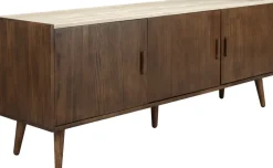 Buffet en travertin et chêne finition noyer 160x40x60cm Arda - Dutchbone