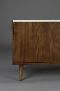 Buffet en travertin et chêne finition noyer 160x40x60cm Arda - Dutchbone