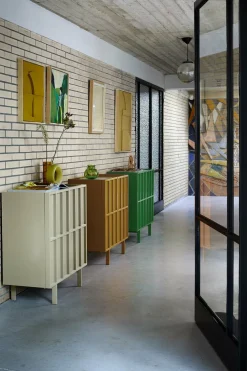 Buffet haut en bois mdf et métal caillou 80 x 40 x 89 cm - Hkliving