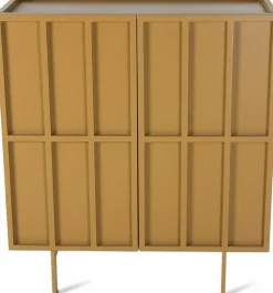 Buffet haut en bois mdf et métal orange gingembre 80 x 40 x 89 cm - Hkliving