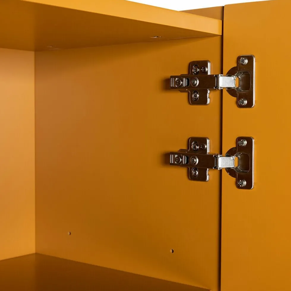 Buffet haut en bois mdf et métal orange gingembre 80 x 40 x 89 cm - Hkliving