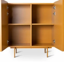 Buffet haut en bois mdf et métal orange gingembre 80 x 40 x 89 cm - Hkliving