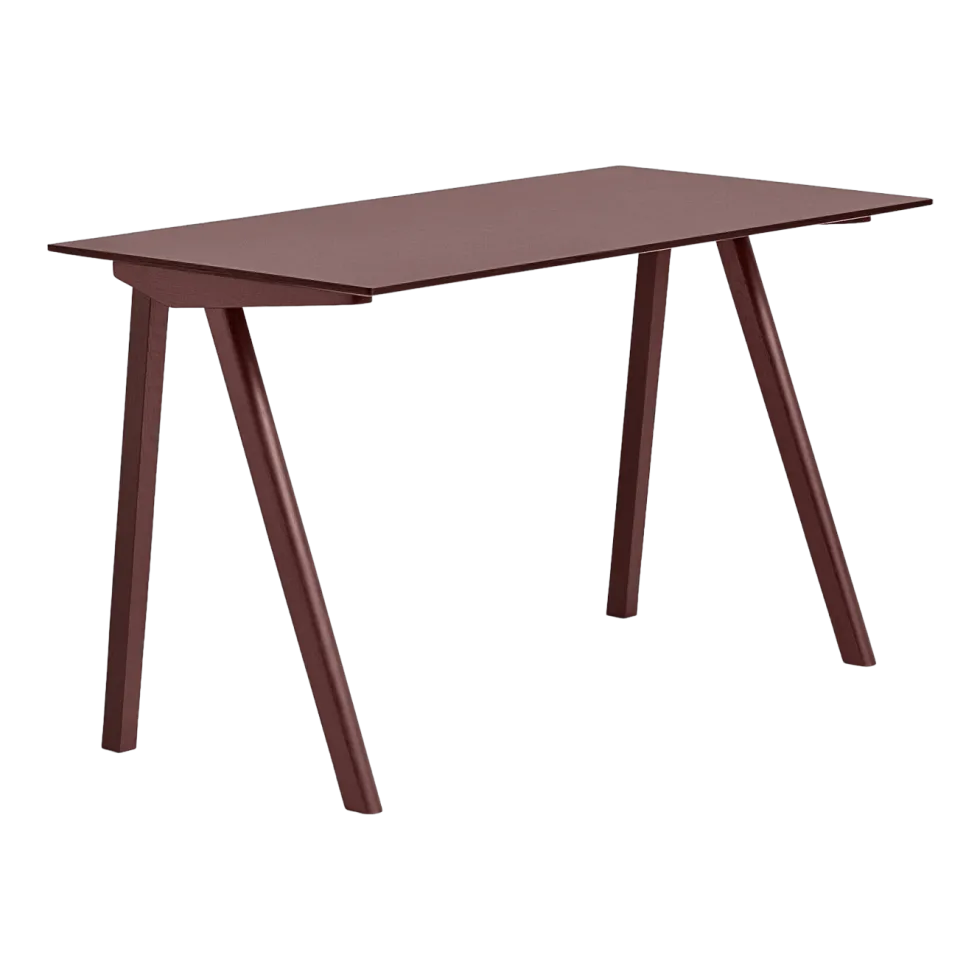 Bureau en bois de chêne laqué et linoléum bordeaux 130x65x74cm CPH 90 2.0 - Hay