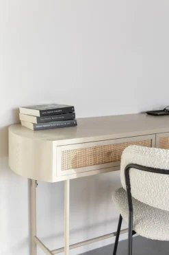 Bureau en bois et métal beige 40x120x76cm Sora - The Cool Republic