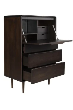 Bureau en bois massif foncé 45x80x120cm Elroy - Dutchbone