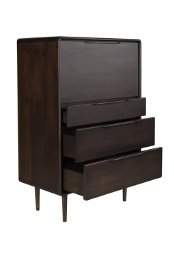 Bureau en bois massif foncé 45x80x120cm Elroy - Dutchbone