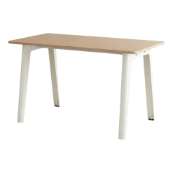 Bureau en chêne éco-certifié 130 x 70 cm piètements blanc crème New Modern -Tiptoe