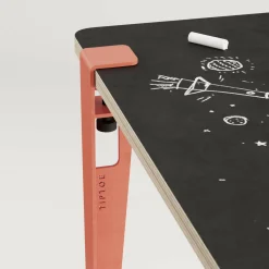 Bureau enfant blanc et rose ardoise 70 x 50 cm Vice Versa et tabouret chêne rose Mini Lou - Tiptoe