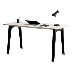 Bureau en stratifié blanc 150 x 70 cm piètements noirs New Modern -Tiptoe