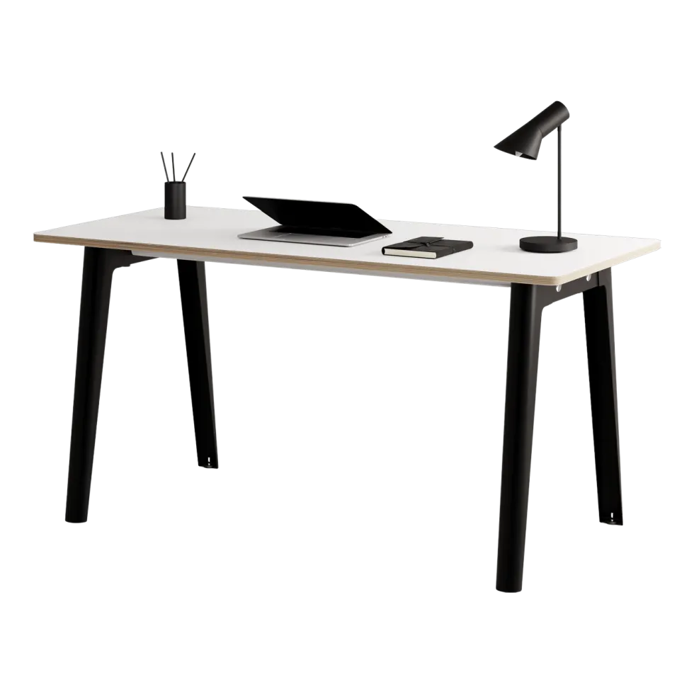 Bureau en stratifié blanc 150 x 70 cm piètements noirs New Modern -Tiptoe