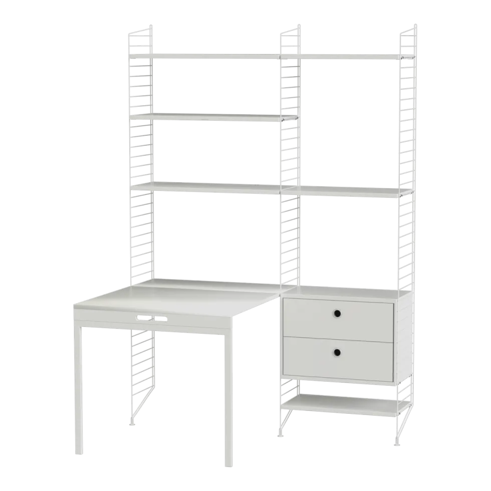 Bureau modulable blanc 140 x 200 x 96 cm Combinaison E - String furniture