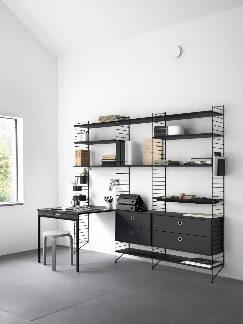 Bureau modulable blanc 140 x 200 x 96 cm Combinaison E - String furniture