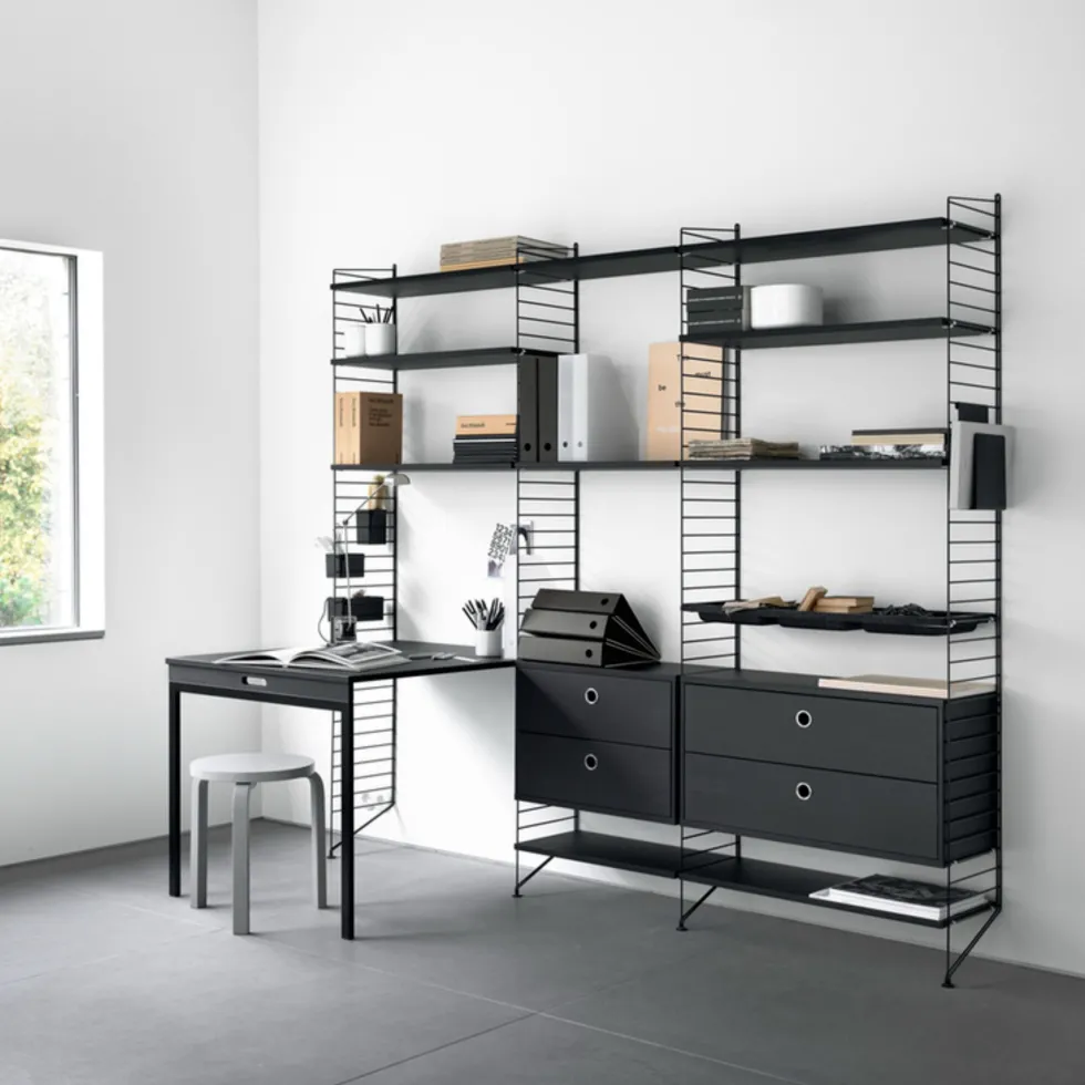 Bureau modulable blanc 140 x 200 x 96 cm Combinaison E - String furniture