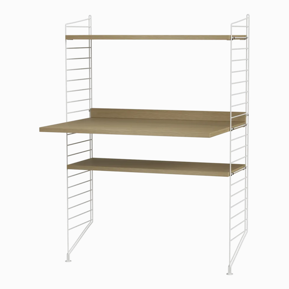 Bureau modulable en chêne et acier blanc 80 x 115 x 58 cm Combinaison H - String furniture