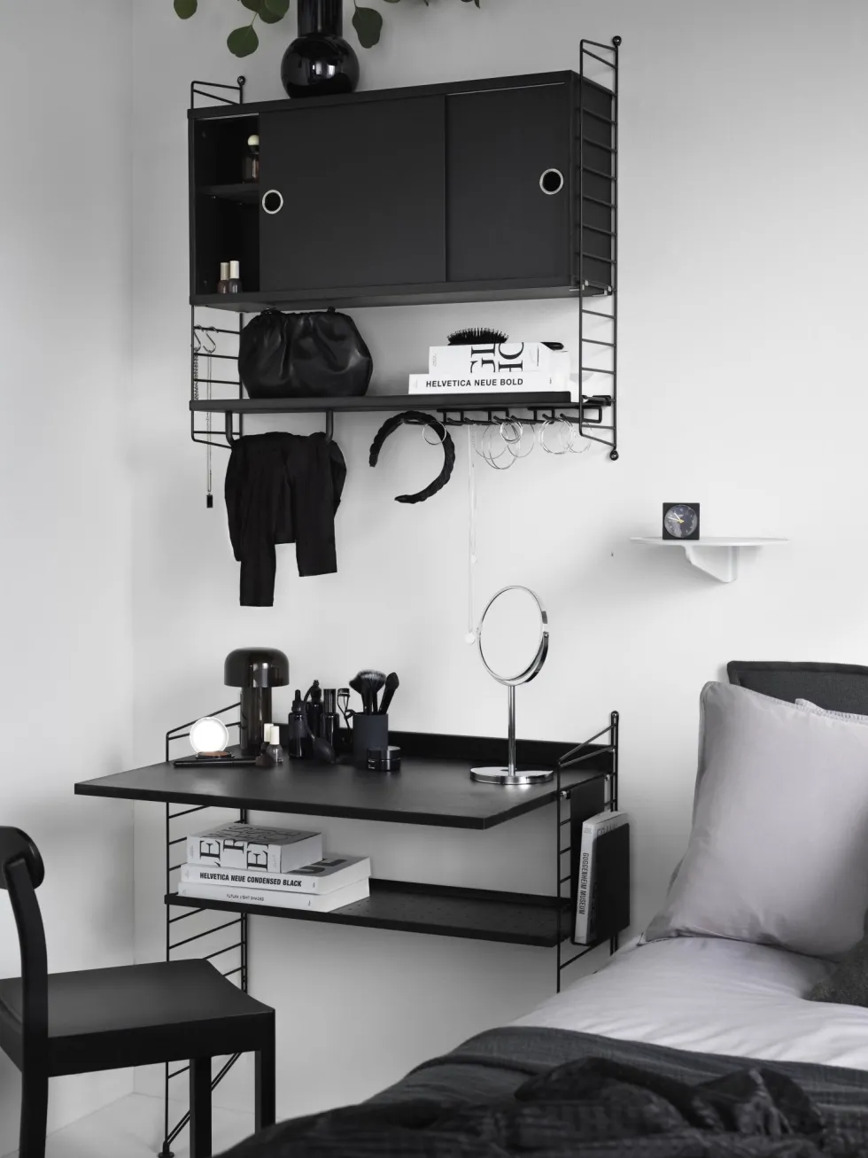 Bureau modulable en chêne et acier blanc 80 x 115 x 58 cm Combinaison H - String furniture