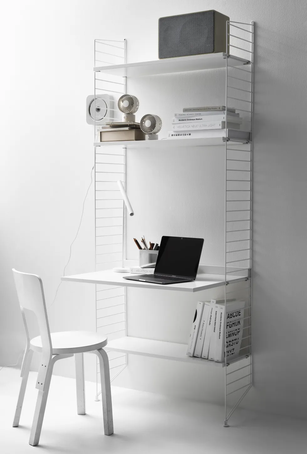 Bureau modulable en chêne et acier noir 80 x 200 x 58 cm Combinaison A - String furniture