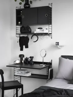 Bureau modulable en chêne et acier noir 80 x 115 x 58 cm Combinaison H - String furniture