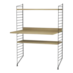 Bureau modulable en chêne et acier noir 80 x 115 x 58 cm Combinaison H - String furniture
