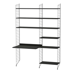 Bureau modulable en frêne et acier noir 140 x 200 x 58 cm Combinaison B - String furniture