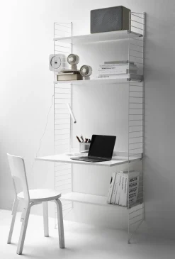 Bureau modulable en frêne et acier noir 140 x 200 x 58 cm Combinaison B - String furniture