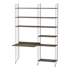 Bureau modulable en noyer et acier noir 140 x 200 x 58 cm Combinaison B - String furniture