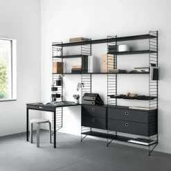 Bureau modulable frêne et acier noir 140 x 200 x 96 cm Combinaison E - String furniture