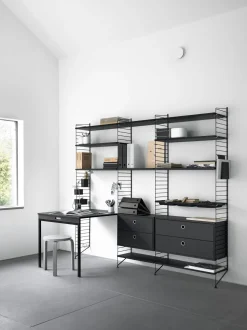 Bureau modulable frêne et acier noir 140 x 200 x 96 cm Combinaison E - String furniture