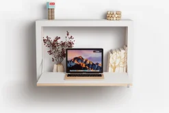 Bureau mural en bouleau teinté blanc 80x50x20cm Fläpps Box - Ambivalenz