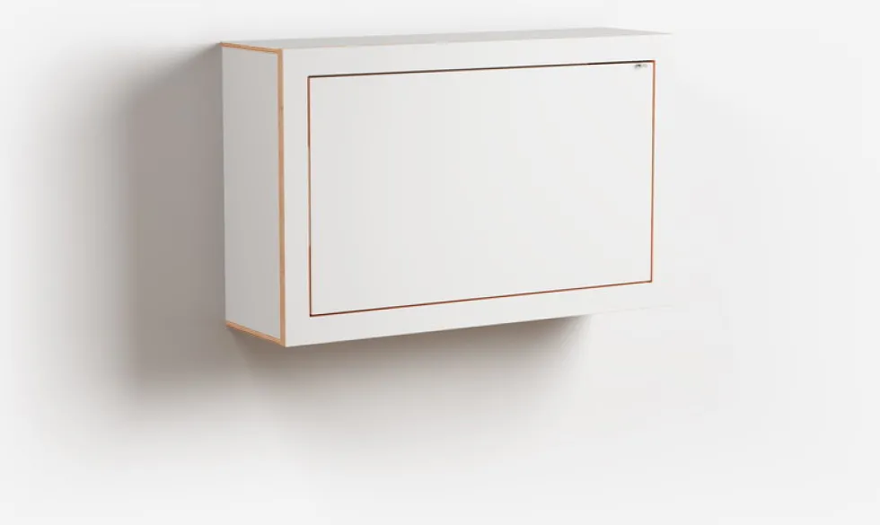 Bureau mural en bouleau teinté blanc 80x50x20cm Fläpps Box - Ambivalenz