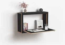 Bureau mural en bouleau teinté noir 80x50x20cm Fläpps Box - Ambivalenz