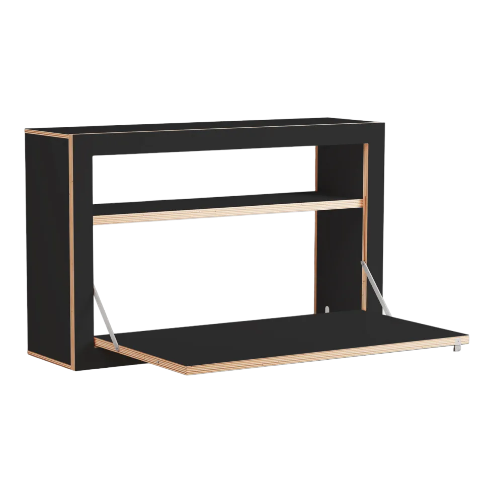 Bureau mural en bouleau teinté noir 80x50x20cm Fläpps Box - Ambivalenz