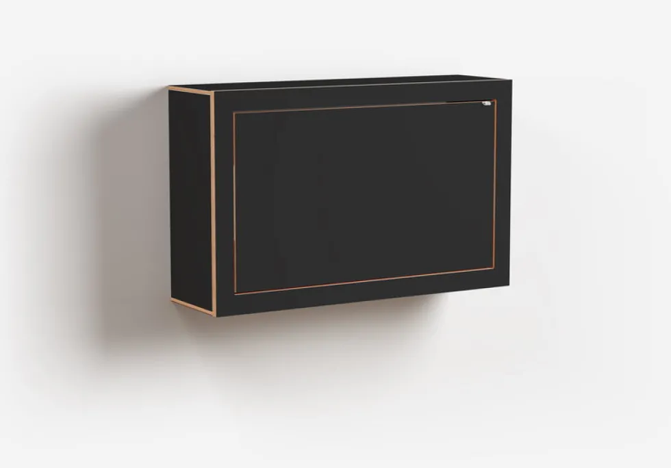 Bureau mural en bouleau teinté noir 80x50x20cm Fläpps Box - Ambivalenz