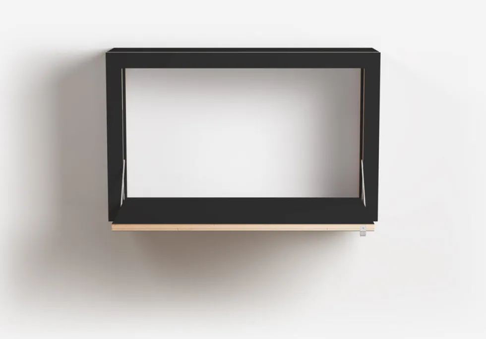 Bureau mural en bouleau teinté noir 80x50x20cm Fläpps Box - Ambivalenz