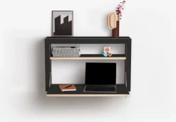 Bureau mural en bouleau teinté noir 80x50x20cm Fläpps Box - Ambivalenz
