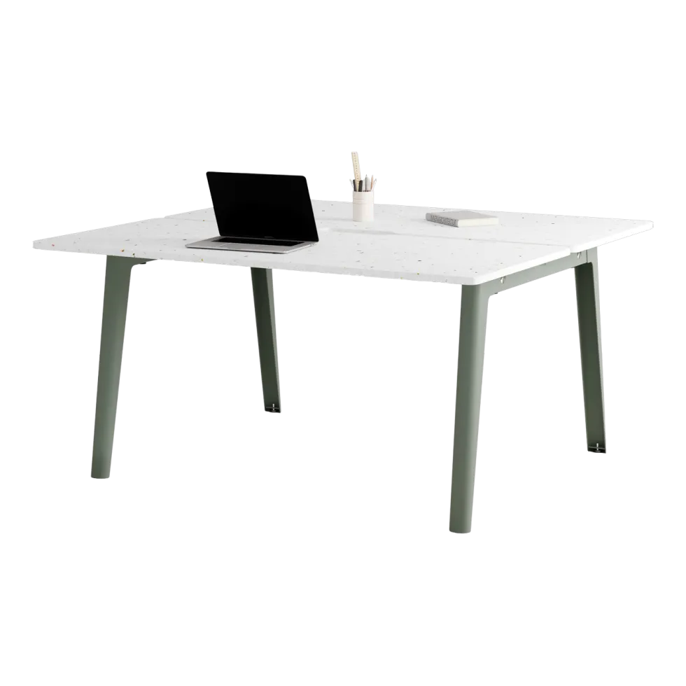 Bureau open-space en plastique recyclé 150 x 140 cm piètements gris eucalyptus New Modern - Tiptoe