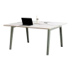 Bureau open-space en stratifié blanc 150 x 140 cm piètements gris eucalyptus New Modern - Tiptoe