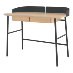 Bureau placage chêne naturel et métal noir 100 x 60 x 81,5 cm Victor - Hartô