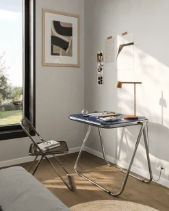Bureau pliable en acier rouge opaque mat et chrome 83 x 65 x 73 cm Platone - Anonima Castelli