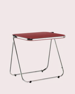 Bureau pliable en acier rouge opaque mat et chrome 83 x 65 x 73 cm Platone - Anonima Castelli