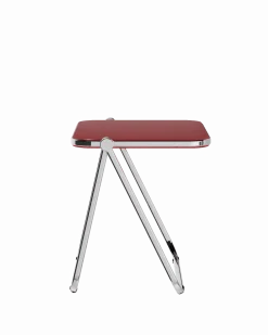Bureau pliable en acier rouge opaque mat et chrome 83 x 65 x 73 cm Platone - Anonima Castelli