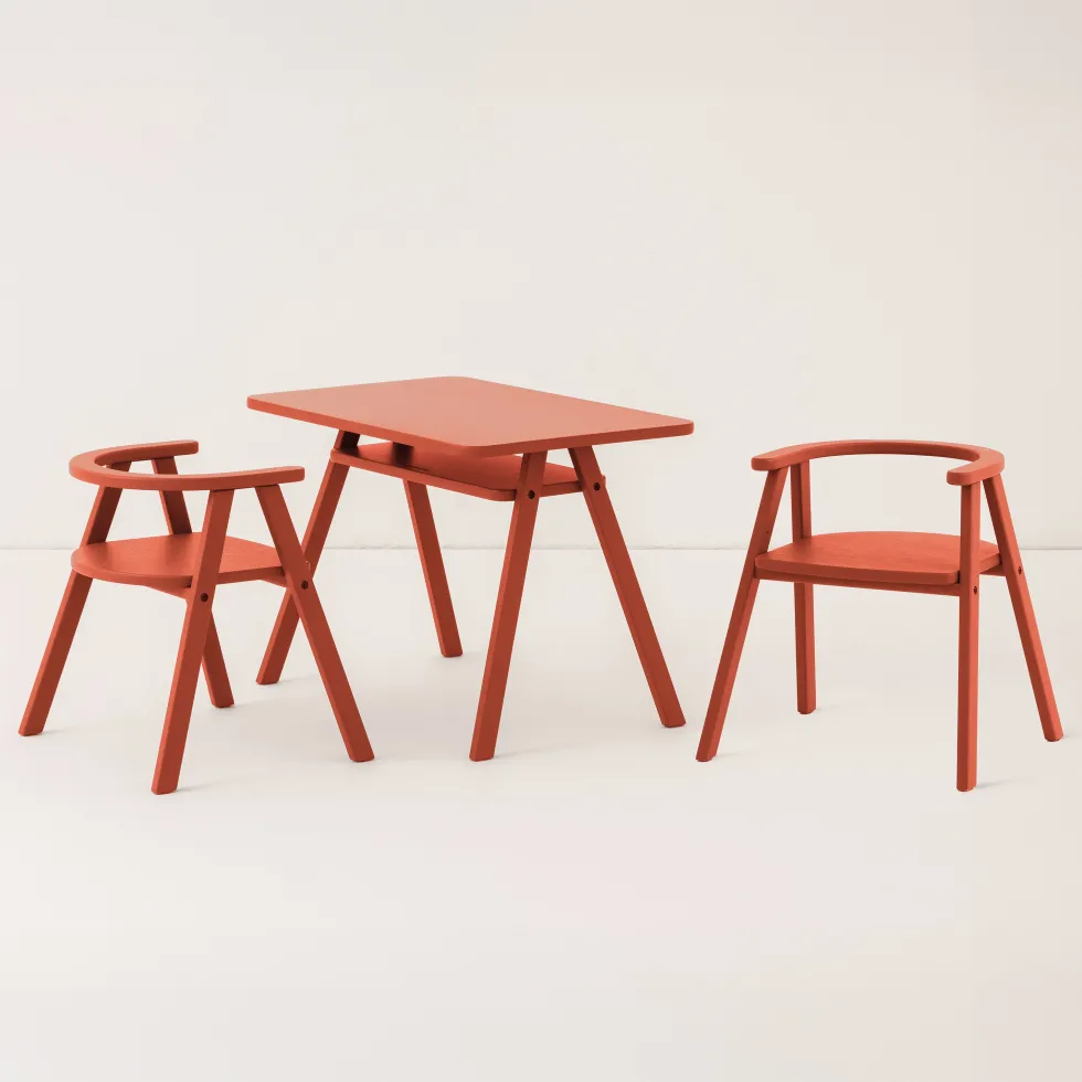 Bureau pour enfant en bois de hêtre coloré rouge 40x70x50cm Growing Green - Nobodinoz